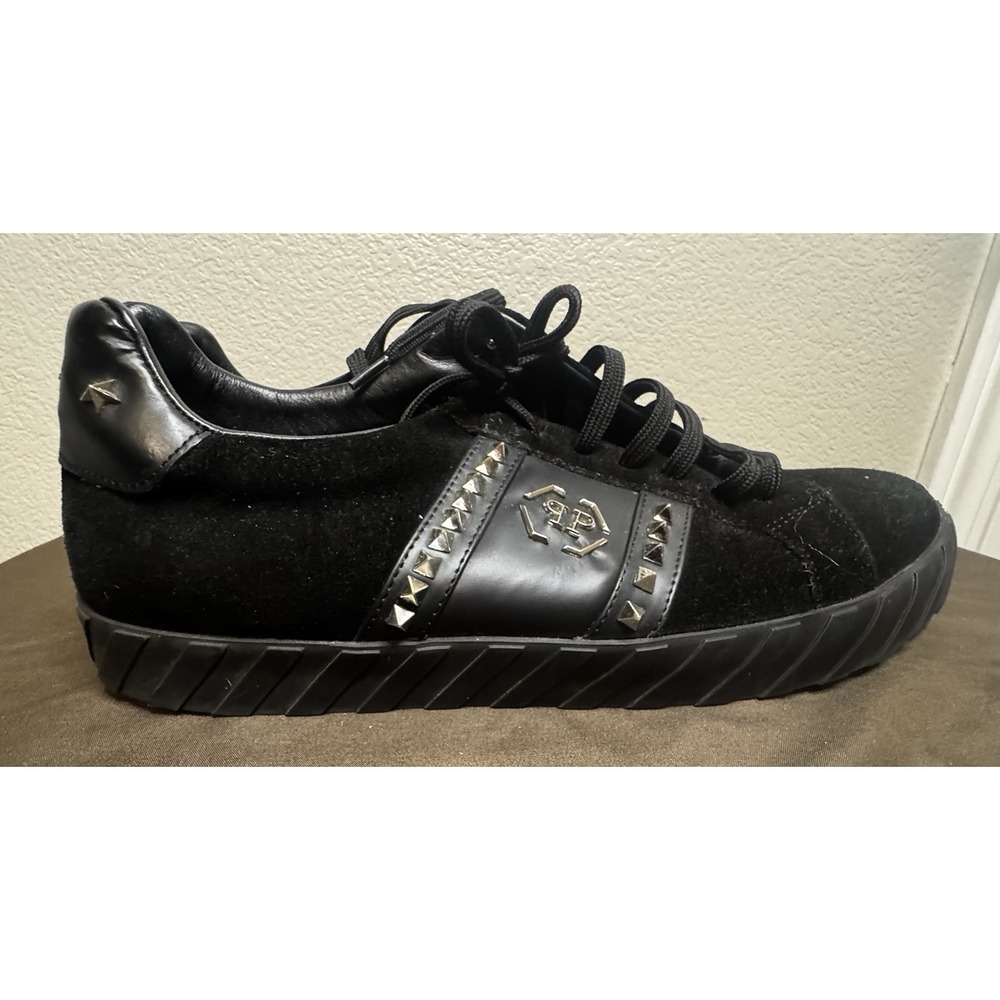 Philipp Plein Skull Studded Sneakers Black Y2K Goth Punk Rock Low Top EU45